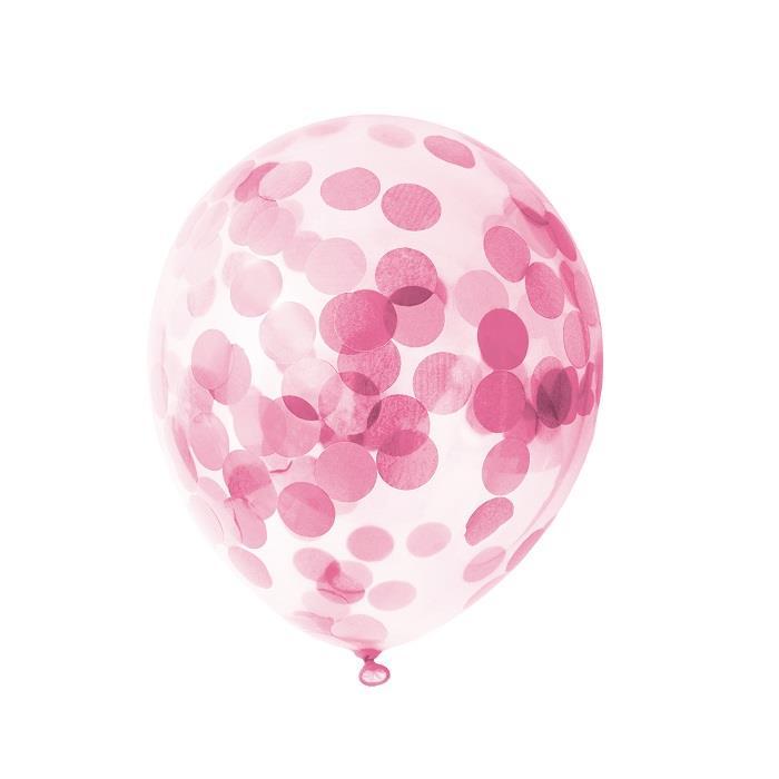 Konfettiballonger, rosa – 6 stk