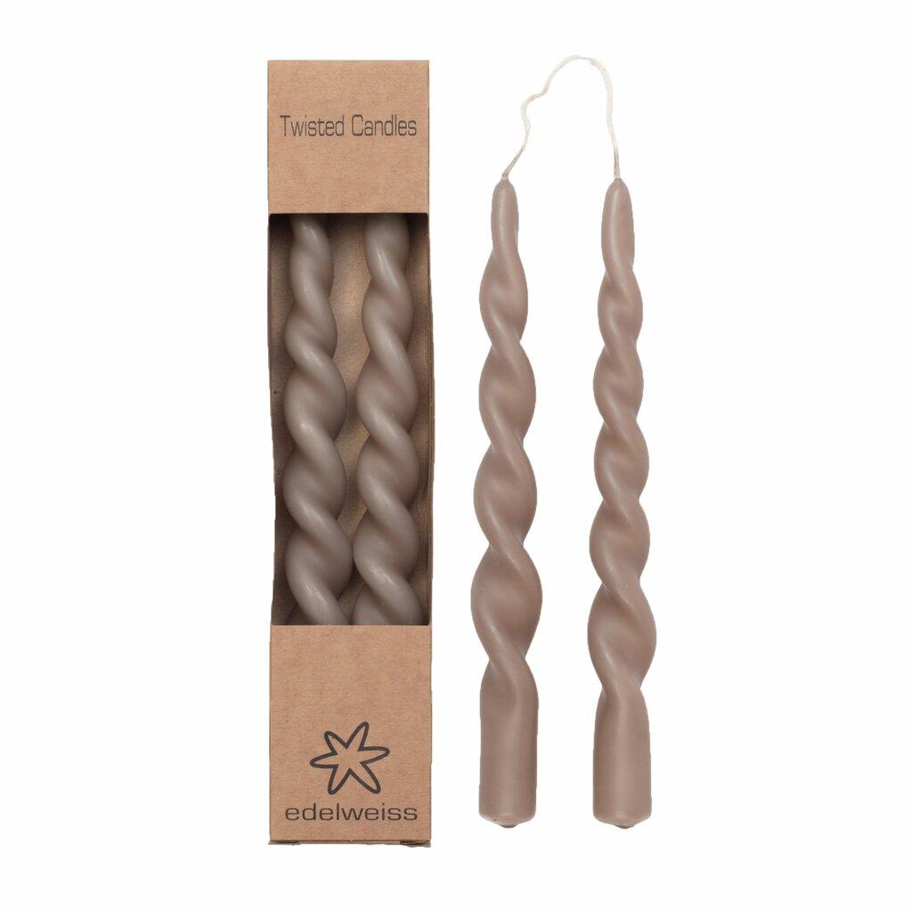 Kronelys med twist, 2 stk stor - Taupe