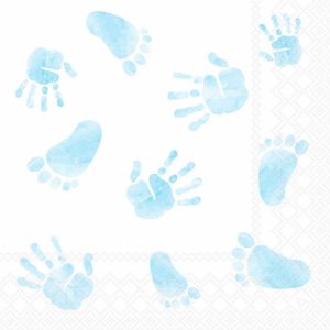 Servietter baby, hender og føtter, lunsj blå – 20 stk