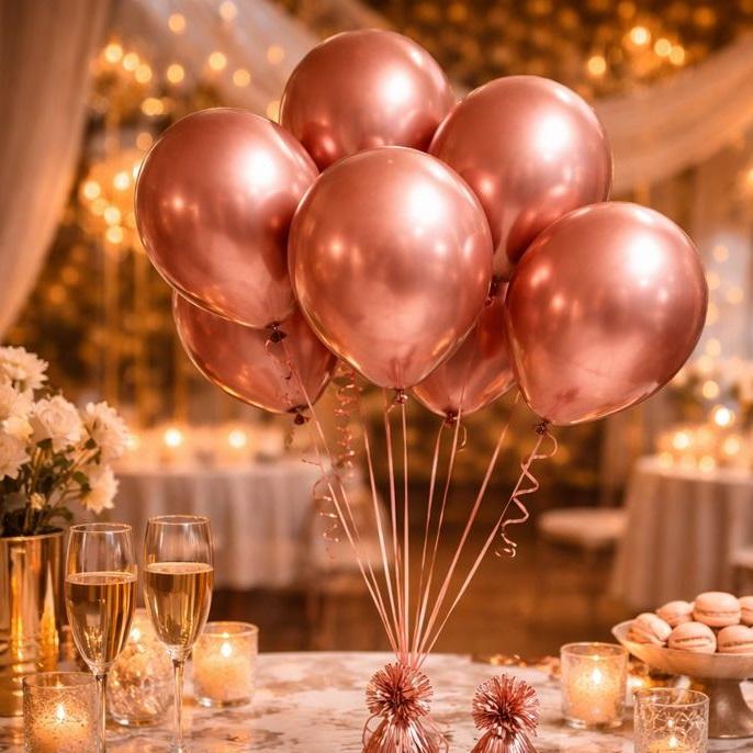 Ballonger chrome kobber, 30 cm - 10 stk