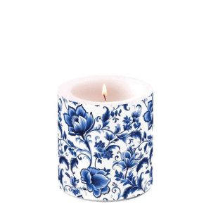 Kubbelys, 8cm - hvitt med blå blomster