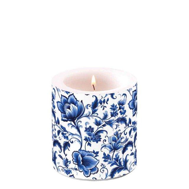 Kubbelys, 8cm - hvitt med blå blomster