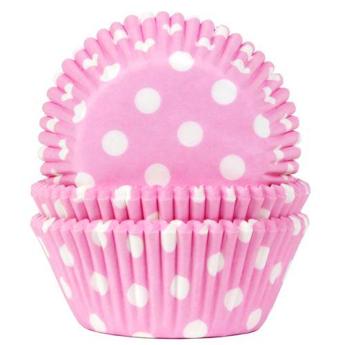 Cupcakeformer, prikkete rosa – 50 stk