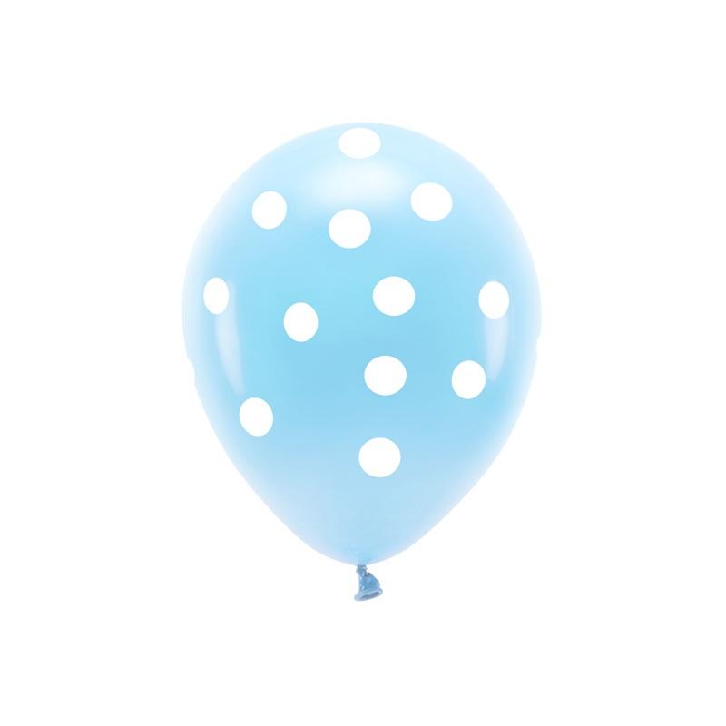 Ballonger, blå med hvite prikker - 6 stk