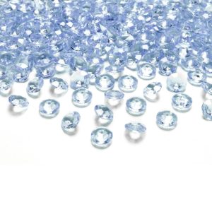 Konfetti diamanter, lys blå 12mm - 100 stk