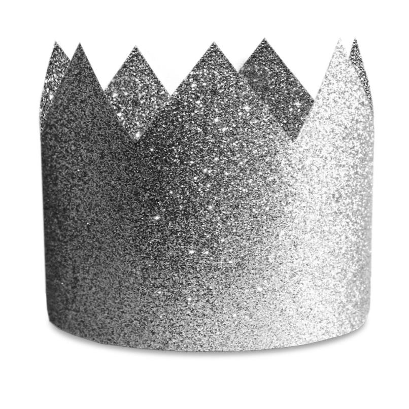 Partykroner glitter sølv - 8 stk