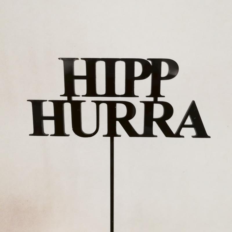 Kakepynt, svart - Hipp hurra