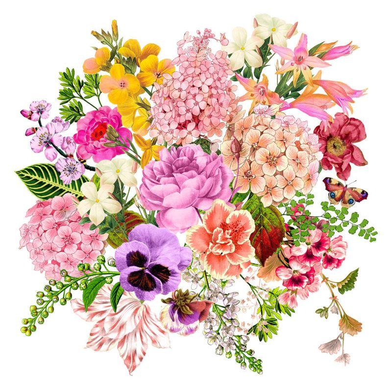 Servietter lunsj, rosa blomsterbukett - 20 stk