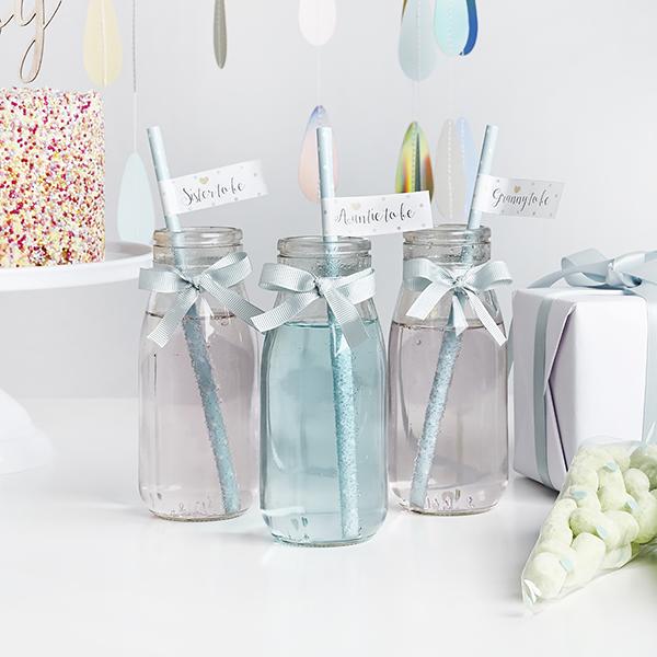 Glassflaske med sløyfe - mint