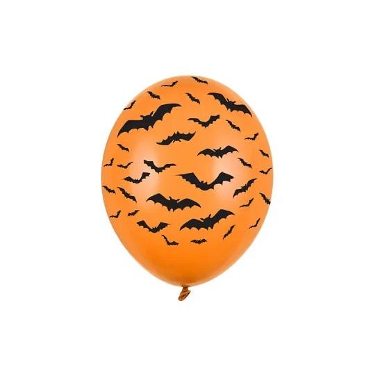 Ballonger, oransje med flaggermus - 6 stk