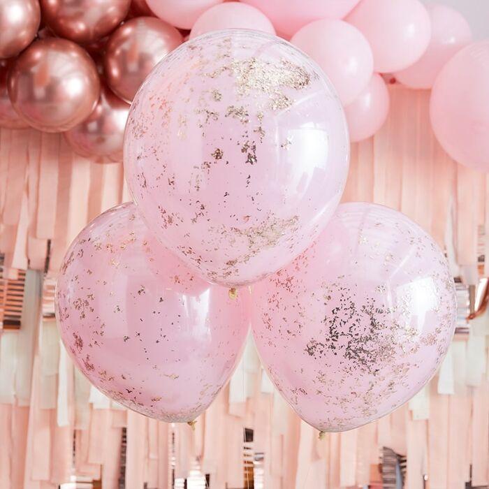 Glitterballonger blush og rosegull – 3 stk