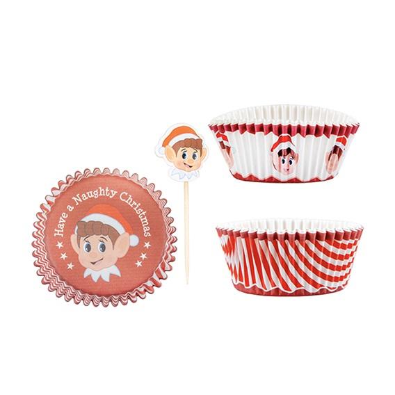 Rampenisse cupcakeformer og pynt - 12 sett