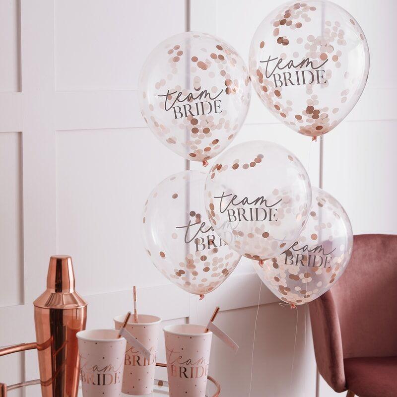 Konfettiballonger Team Bride, blush – 5 stk