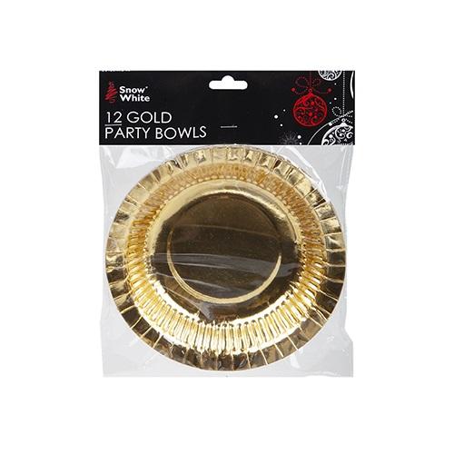 Dype tallerkener, metallic gull - 12 stk