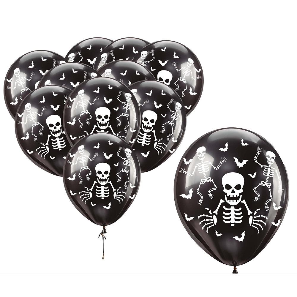 Ballonger, skjelett og flaggermus - 10 stk