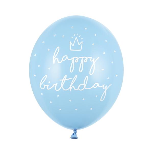 Ballonger happy birthday, lys blå - 6 stk