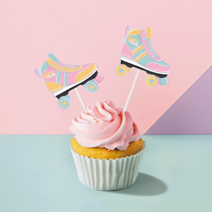 Cupcakepynt, 90s party rulleskøyter - 10 stk