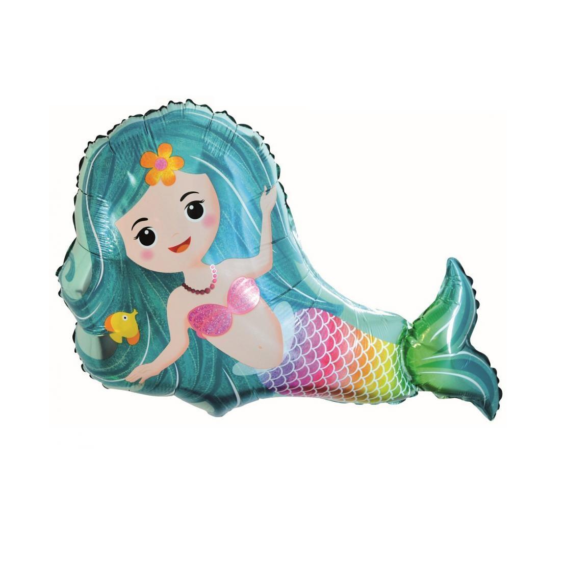 Folieballong, havfrue - 66 cm