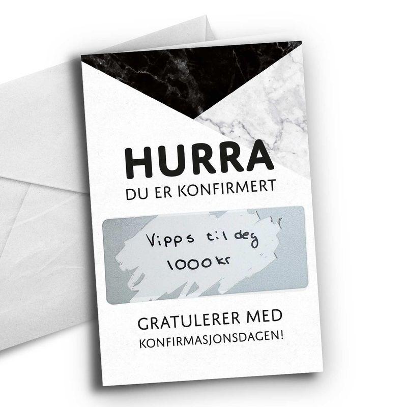 Kort konfirmant, med skrapefelt - Svart