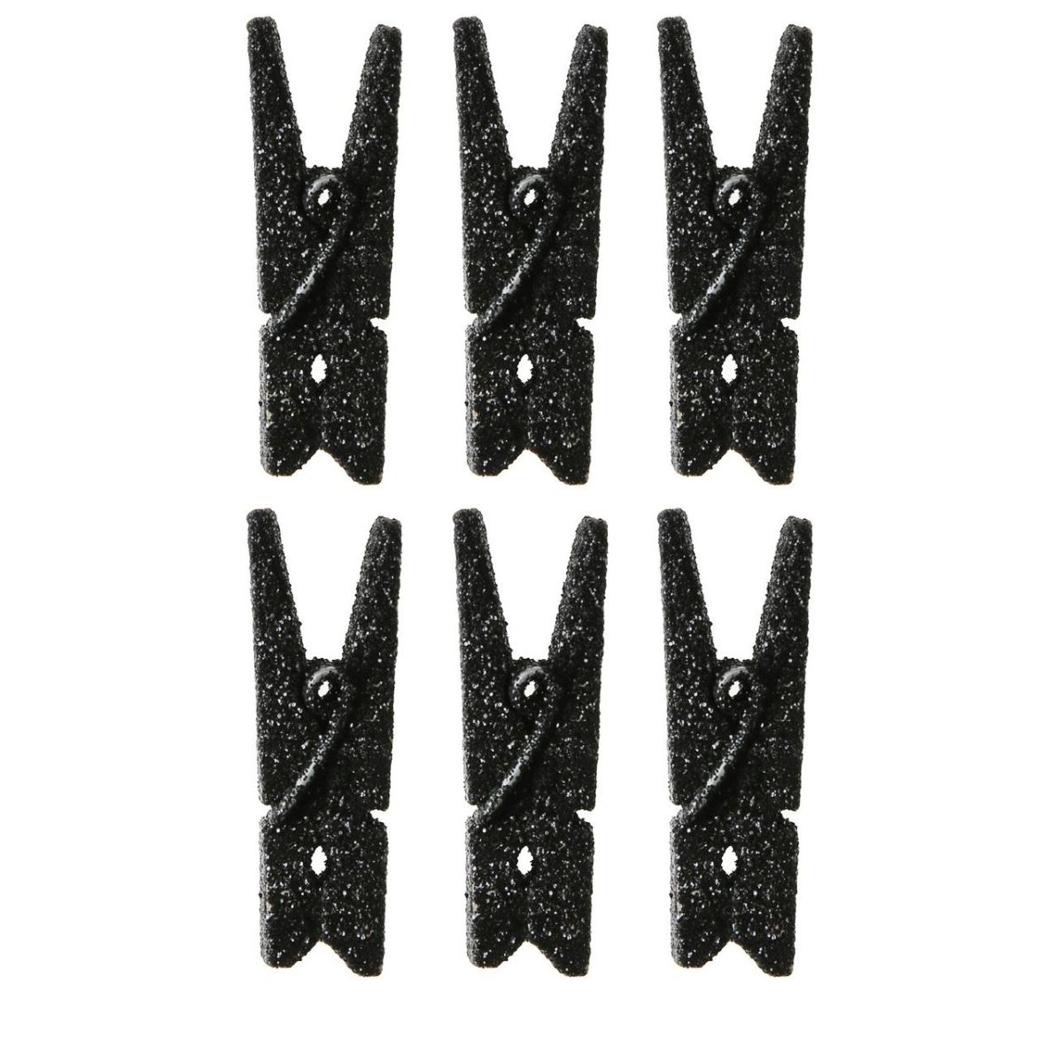 Glitterklyper svart - 6 stk