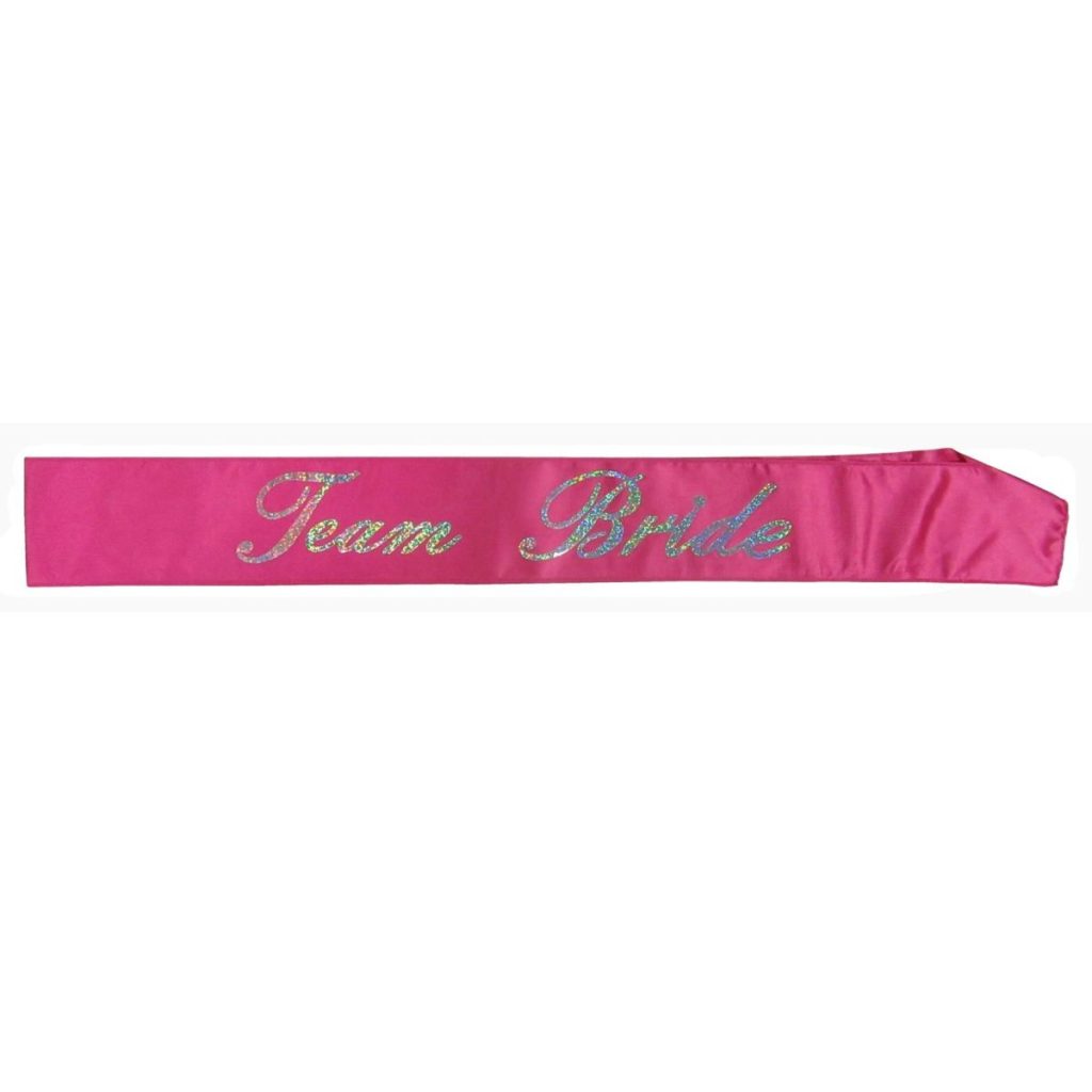 Festbånd sateng, team bride - rosa