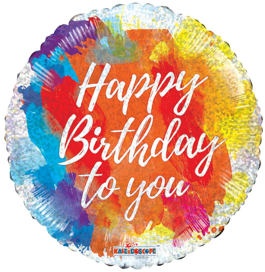 Folieballong, regnbuefarget - Happy Birthday to you