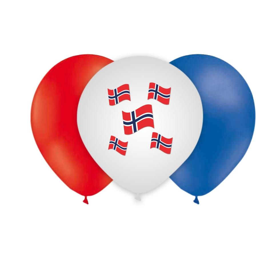 Ballongmiks med norske flagg - 10 stk