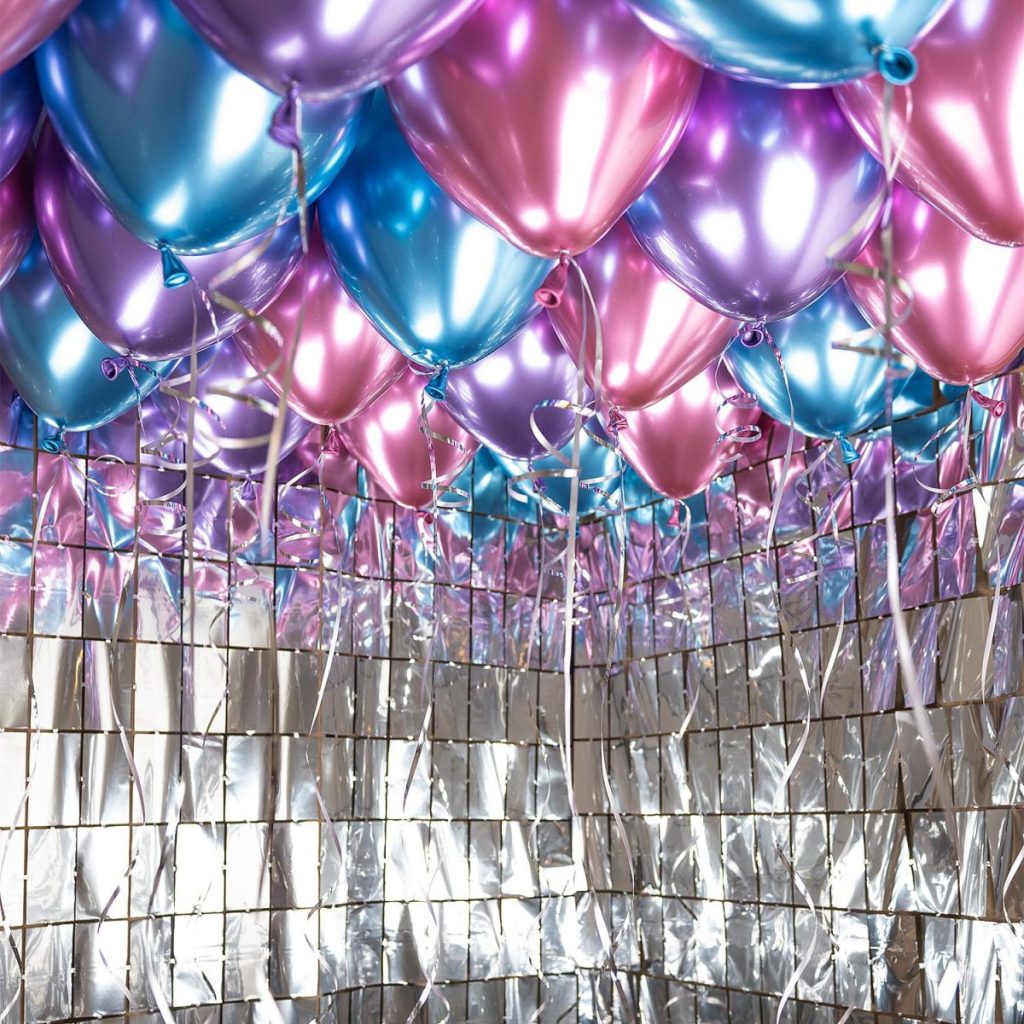 Ballonghimmel gjør det selv, chrome blå og rosa - 30 ballonger