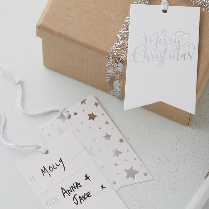 Gavelapper jul metallic stjerne sølv – 8 stk