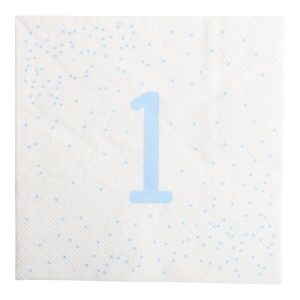 Servietter 1år, Hvit med blå – 16 stk