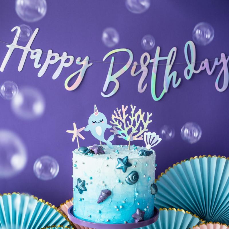 Banner, Happy birthday - iriserende