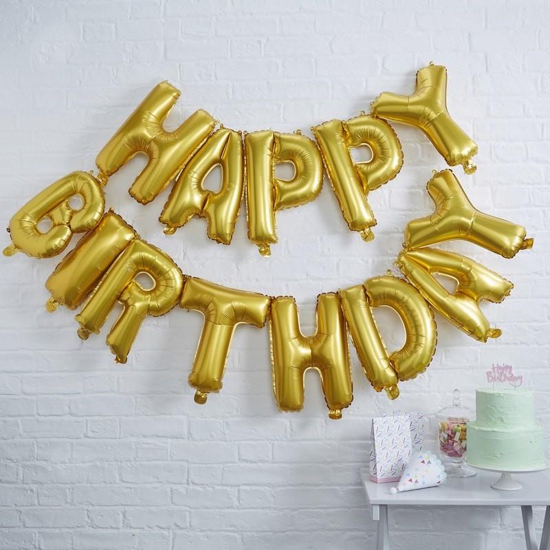 Ballongbanner, happy birthday - gull
