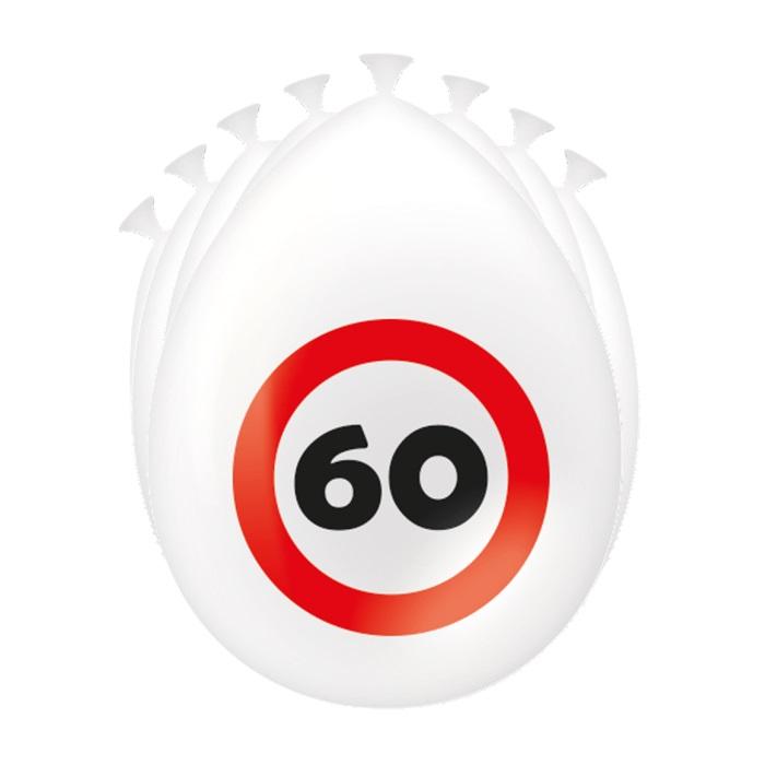 Ballonger hvit med varselskilt, 60 - 8 stk