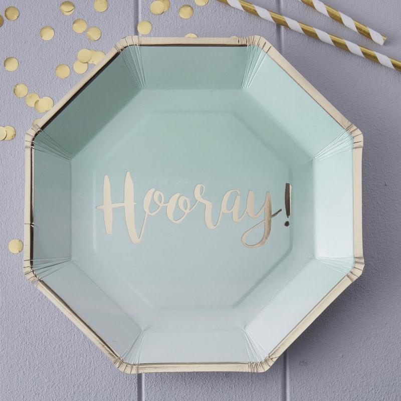 Papptallerkener ombré mint, hooray – 8 stk