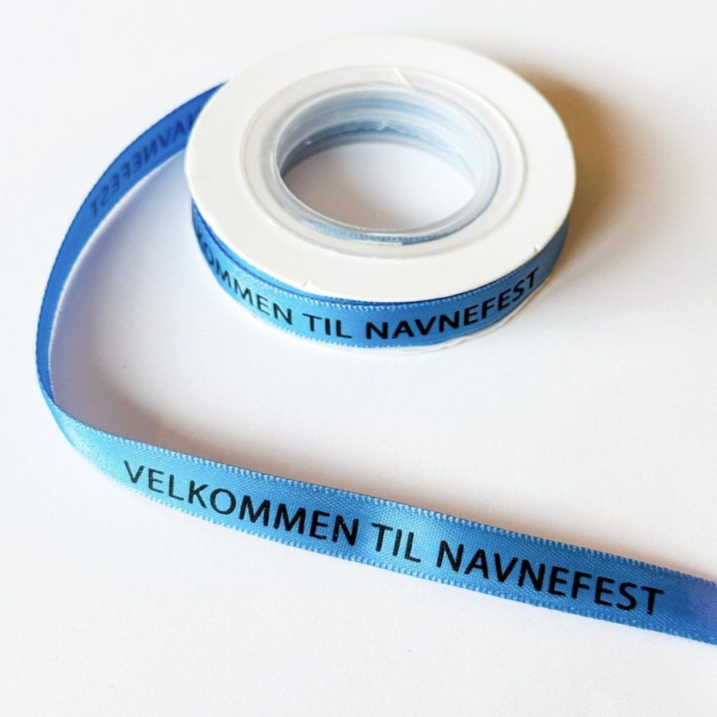 Silkebånd, blå - Velkommen til navnefest - 10m