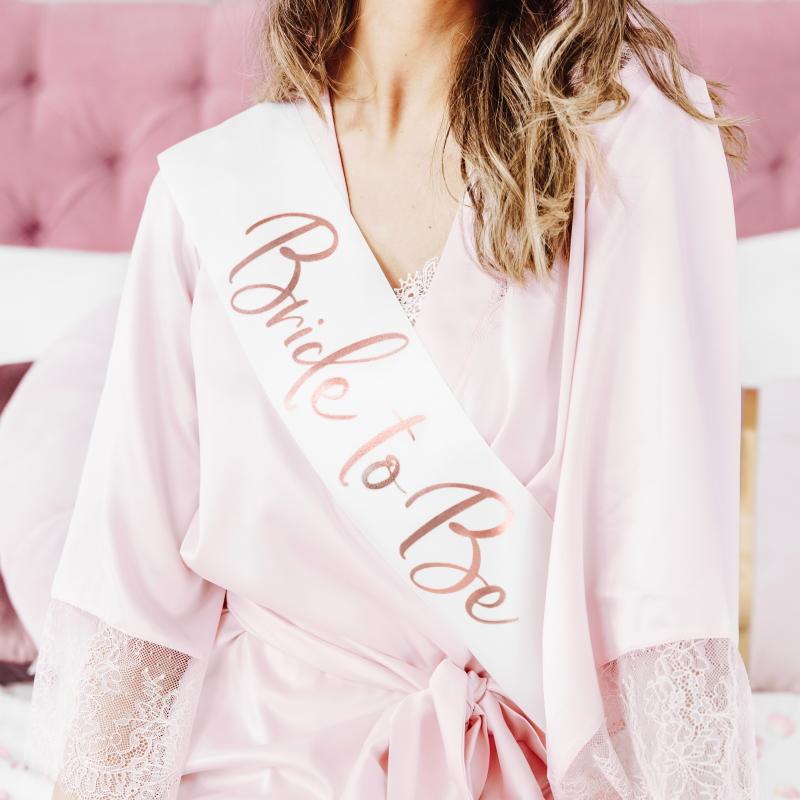 Festbånd hvit og rosegull - Bride to be