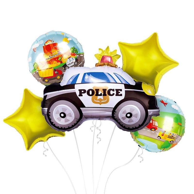 Ballongbukett, politibil - 5 folieballonger