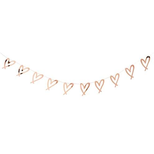 Banner hjerter, rosegull - 2 meter