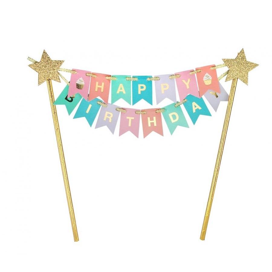 Kakebanner, happy birthday - pasteller