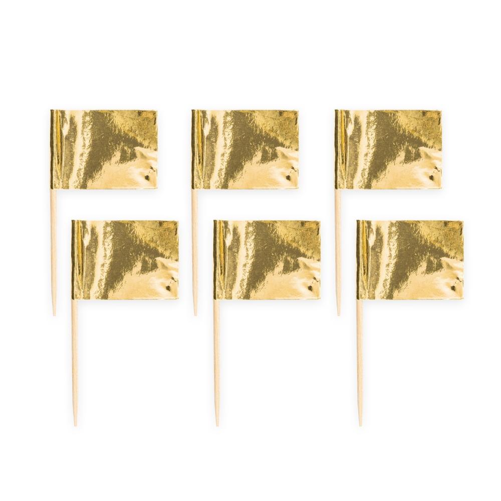 Cocktailpinner, Metallic gull - 50 stk