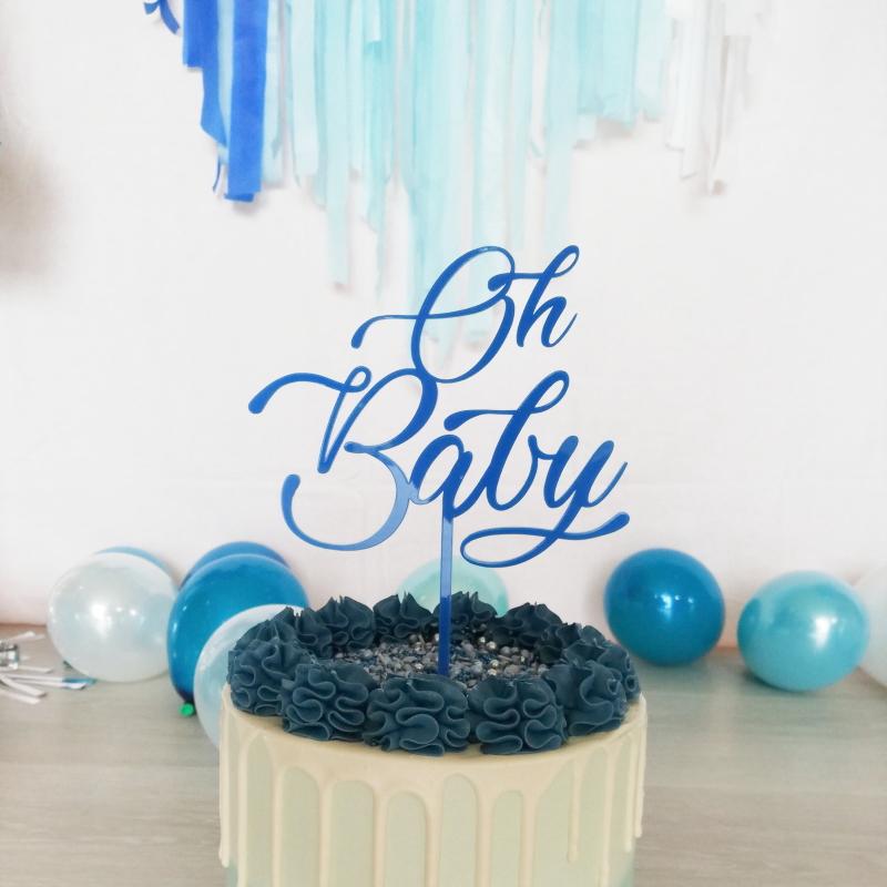 Kakepynt blå - Oh Baby