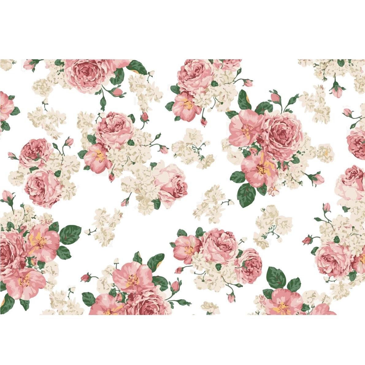Printet rispapir A4 - Elegant rose