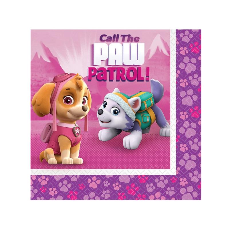 Servietter, rosa Paw Patrol - 20 stk