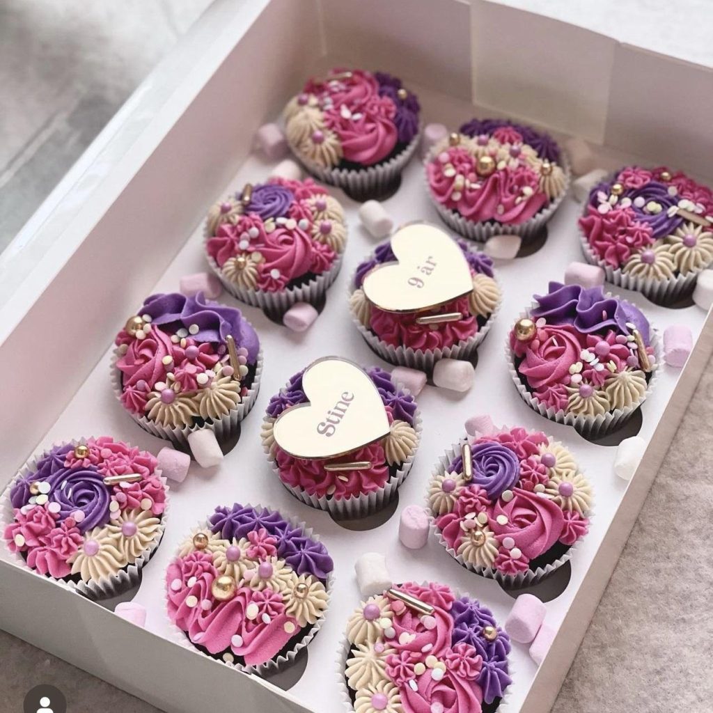 Cupcake disk hjerte, speil gull - egen tekst