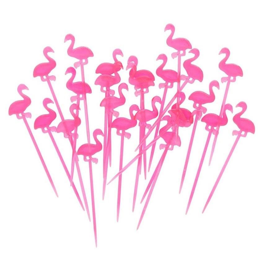 Cocktailpinner flamingo - 24 stk