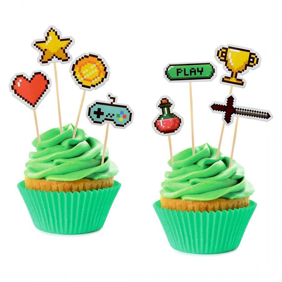 Cupcakepynt, gaming - 8 stk