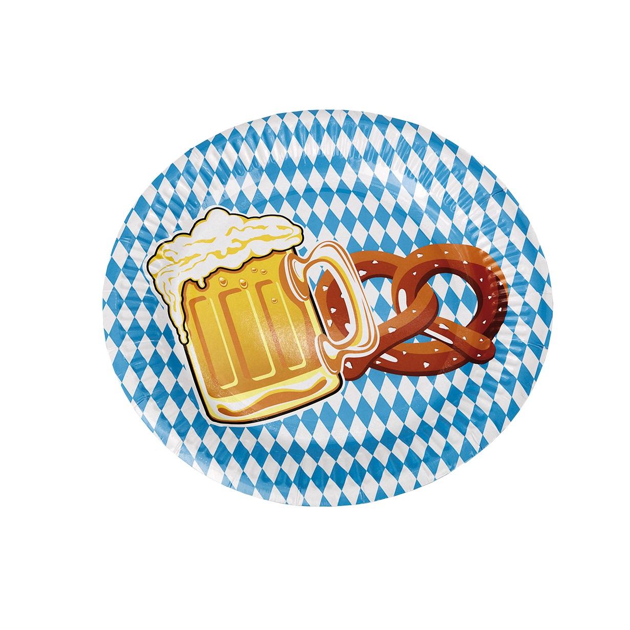 Papptallerkener, med seidel og pretzel - 10 stk
