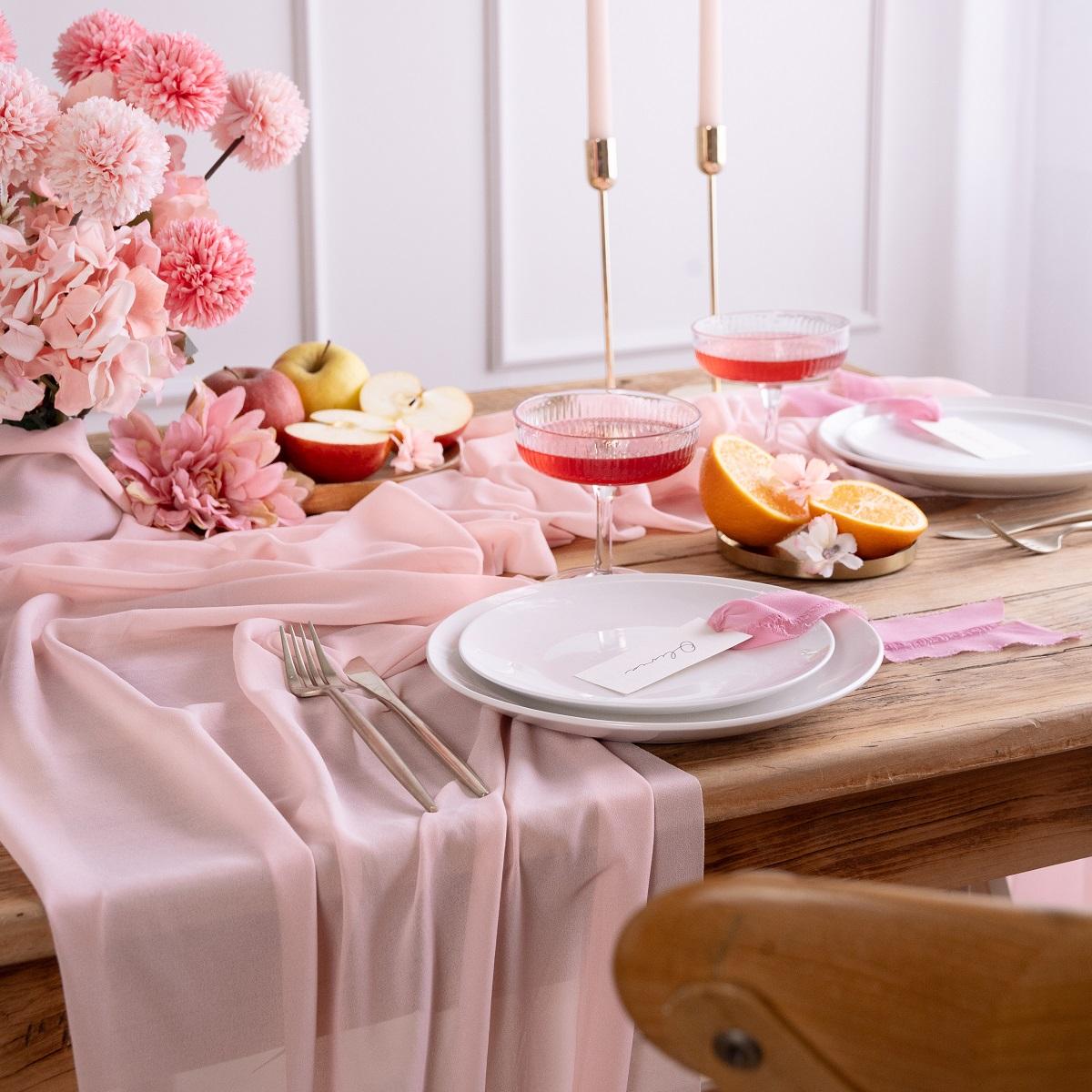 Chiffon bordløper, Light pink - 5 meter