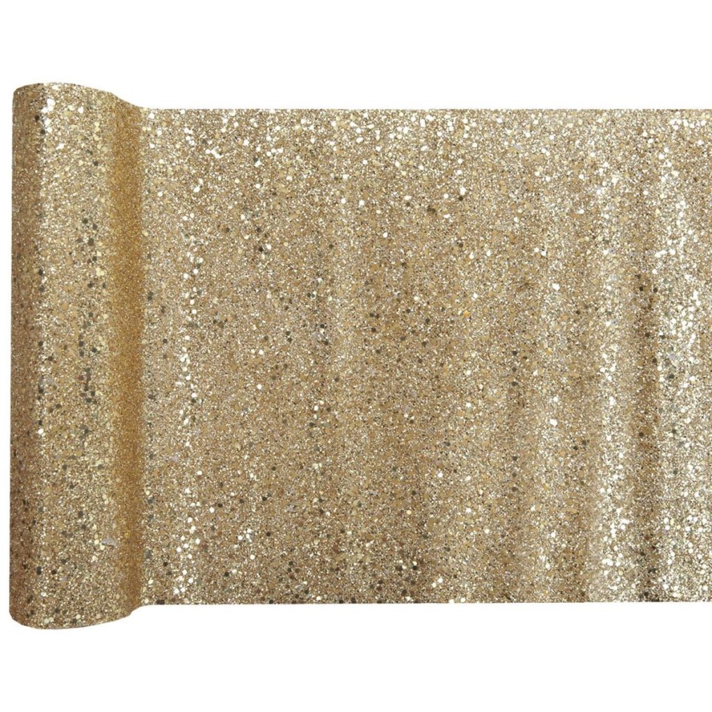Bordløper glitter, gull – 3 meter