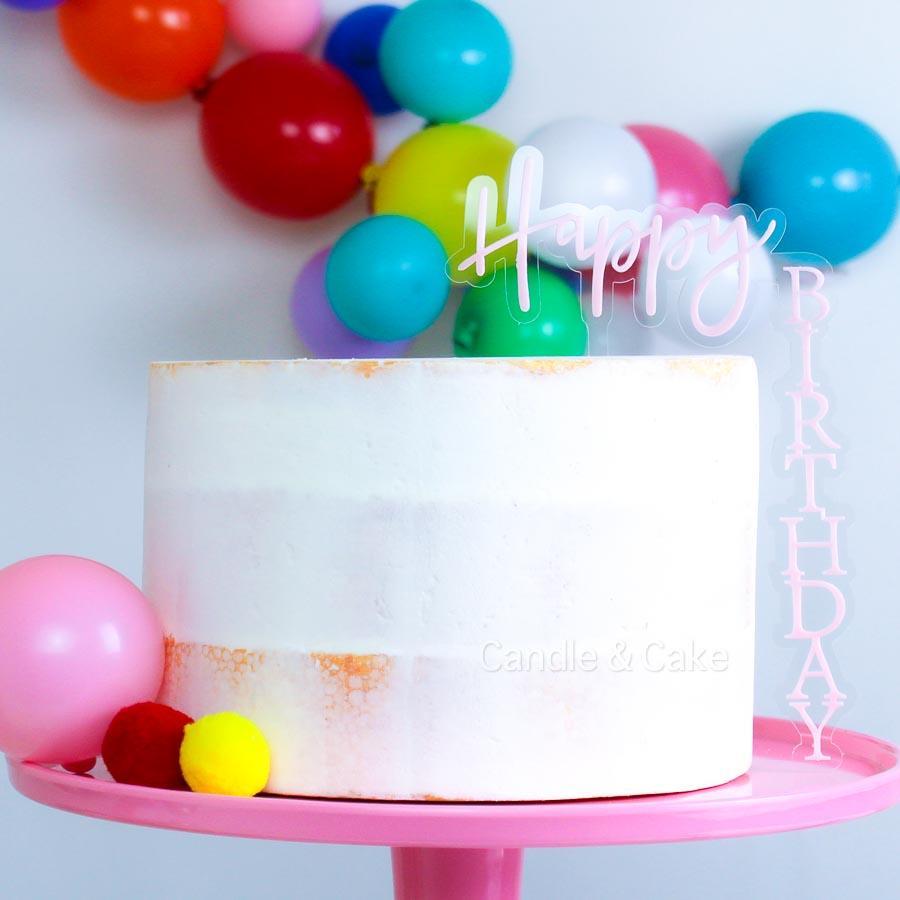 Kakepynt, Happy Birthday - lys rosa